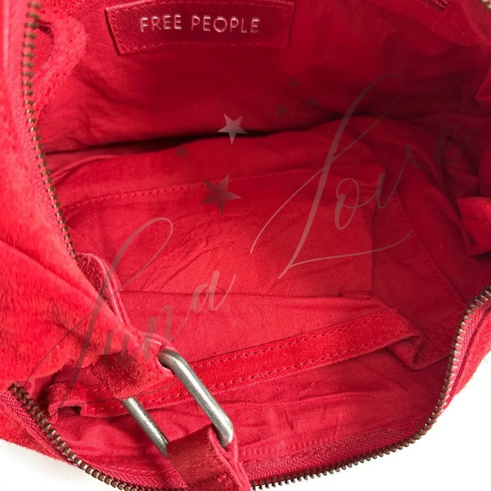 FREE PEOPLE Siren Suede Shoulder/Crossbody Bag In Garnet Dark Red NWT